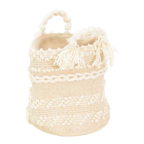 Coș decorativ împletit din bumbac Fombra, Bej, 25x25 cm