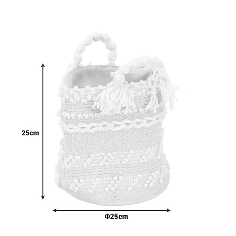 Coș decorativ împletit din bumbac Fombra, Bej, 25x25 cm