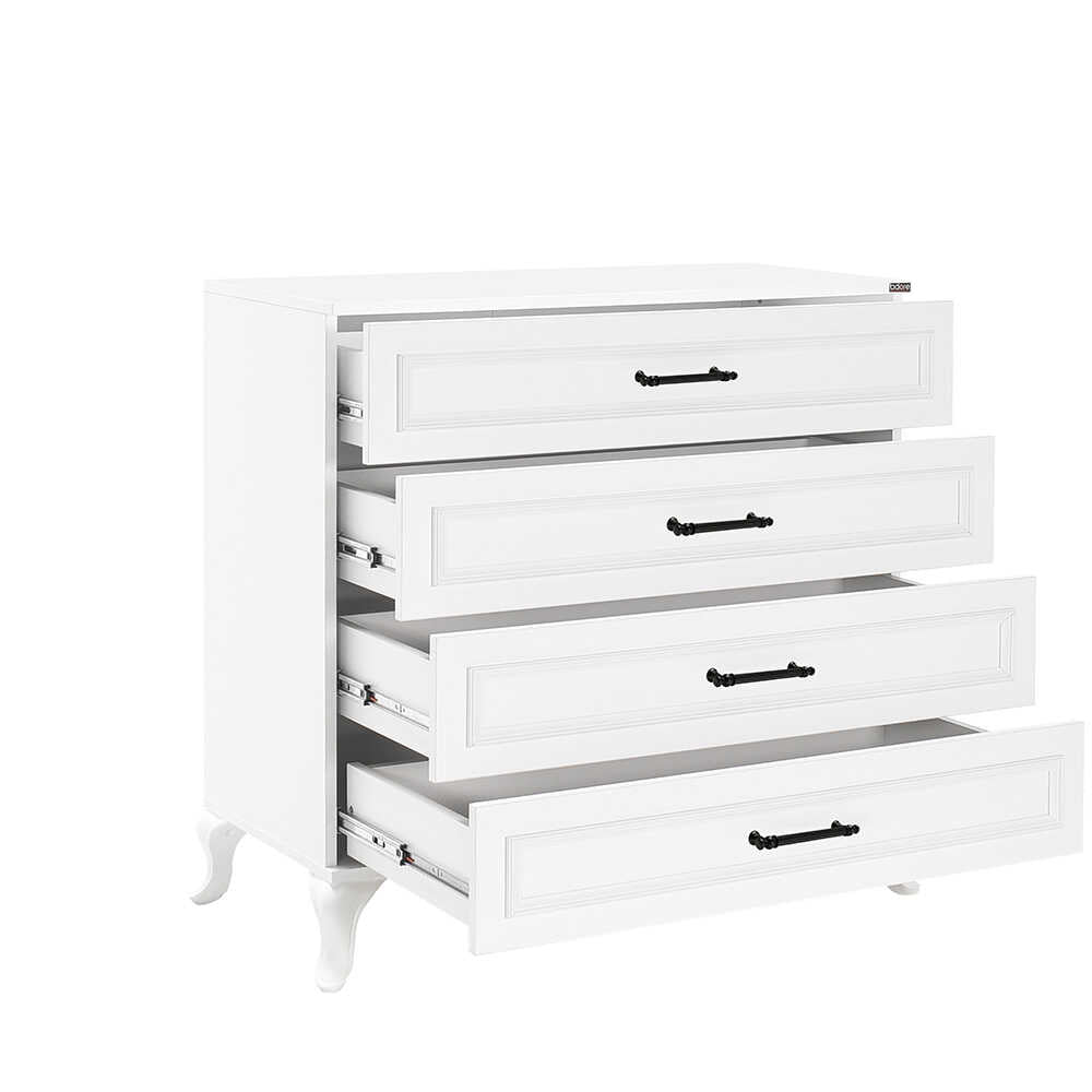 Comoda Adore Country, 4 sertare, Alb, 90 x 89 x 45 cm