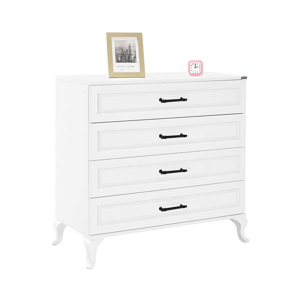 Comoda Adore Country, 4 sertare, Alb, 90 x 89 x 45 cm