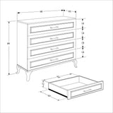 Comoda Adore Country, 4 sertare, Alb, 90 x 89 x 45 cm