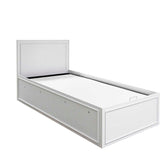 Pat de o persoana Adore Country cu loc de depozitare, Alb, 105x105x205 cm, perspectiva suplimentara