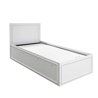 Pat de o persoana Adore Country cu loc de depozitare, Alb, 105x105x205 cm, perspectiva suplimentara