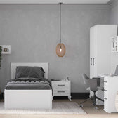 Pat de o persoana Adore Country cu loc de depozitare, Alb, 105x105x205 cm, foto produs 8