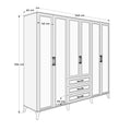 Dulap Haine Adore Country, 6 usi cu 3 sertare, Alb, 240x224x62 cm, perspectiva suplimentara