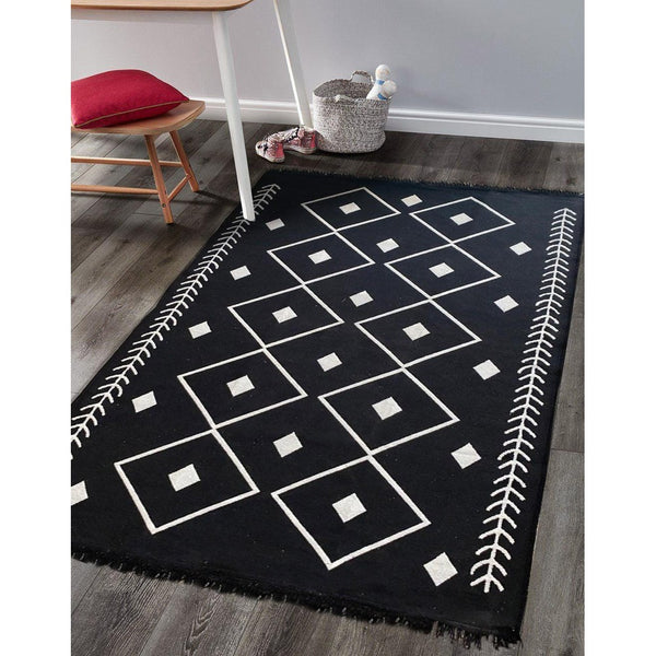 Covor Cotton 2, Negru (diverse dimensiuni), 60x120 cm