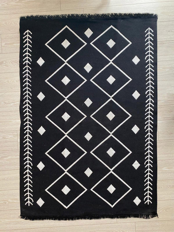 Covor Cotton 2, Negru (diverse dimensiuni), 60x120 cm