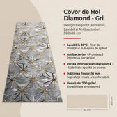 Covor de Hol Diamond, Gri, Lavabil, Antibacterian, Antiderapant, 150x80 cm