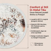 Covor de Hol Rotund Amira,Lavabil, Antiderepant, Multicolor, 100x100 cm
