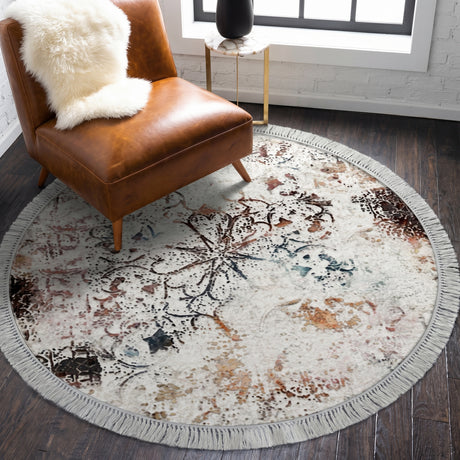 Covor de Hol Rotund Amira, Lavabil, Antiderepant, Multicolor, 100x100 cm