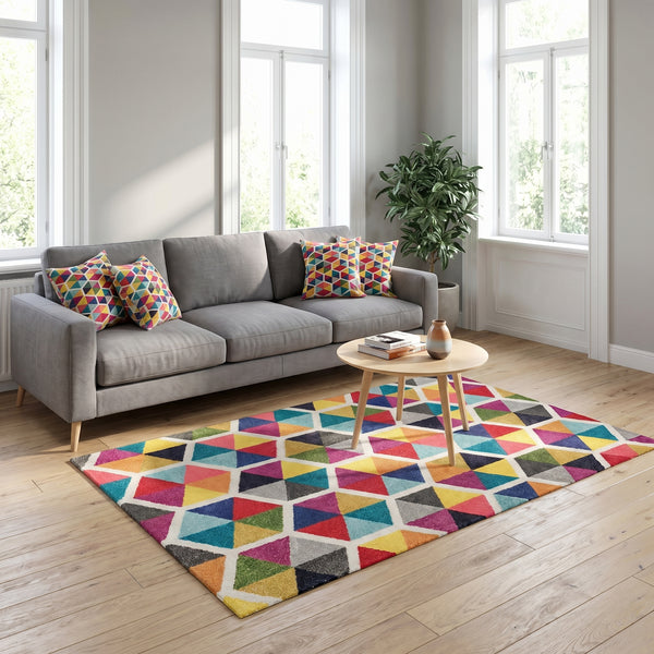 Covor Living - Hol Curcubeu, Lavabil, Antiderapant, Multicolor, 80x150 cm