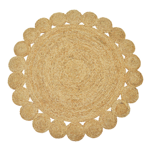 Covor Rotund de Juta Naturala Voni, Juta, Diametru 150cm, 150x150 cm
