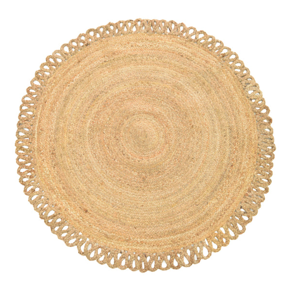 Covor rotund din iuta Prejo, Natural, 120 cm, 120x120 cm