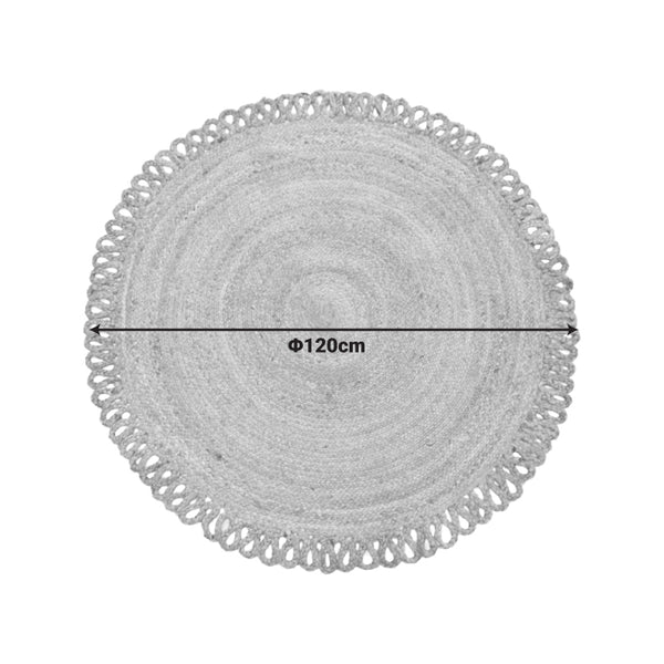 Covor rotund din iuta Prejo, Natural, 120 cm, 120x120 cm
