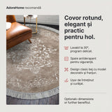 Covor Rotund Lavabil și Antiderapant, Bej - 160 x 160