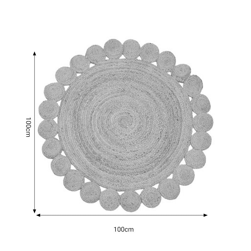 Covor Voni iuta, Natural, D100x1 cm, detaliu produs