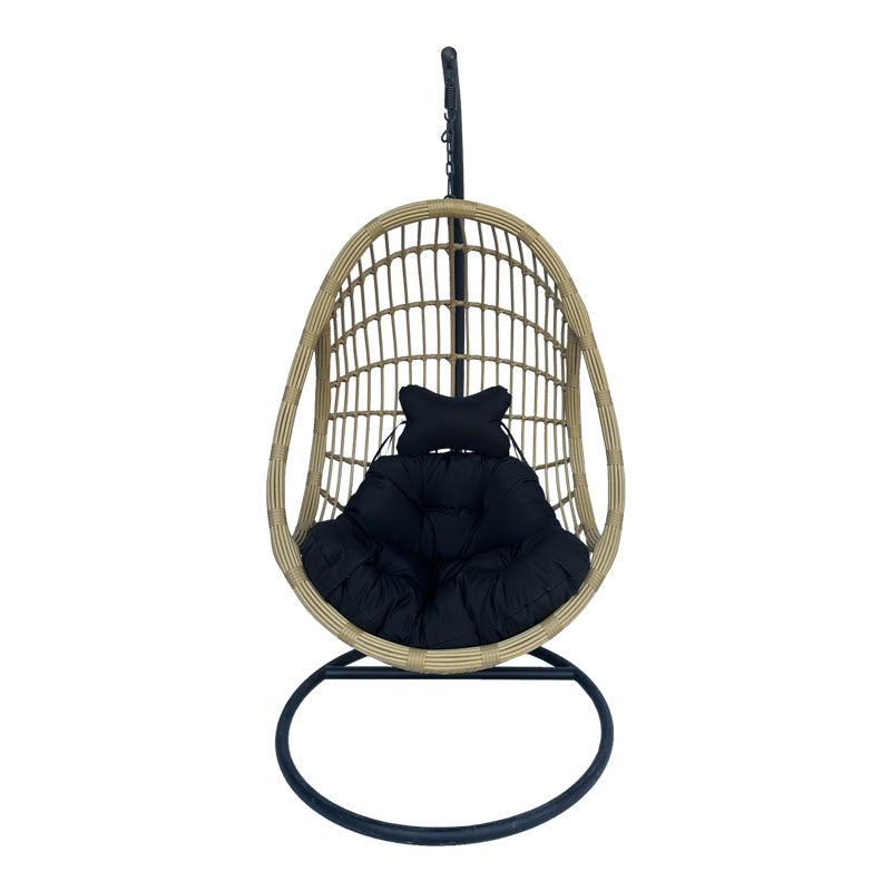 Cuib de leagan Cungo, Metal si ratan PE, 125x105x195 cm - Negru