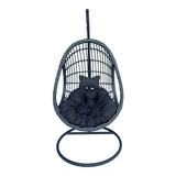 Cuib de leagan Cungo cu suport metalic - pe rattan, Gri, 125x105x195 cm