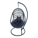 Cuib de leagan Cungo, Metal si ratan PE, 125x105x195 cm - Gri