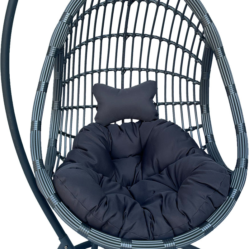 Cuib de leagan Cungo, Metal si ratan PE, 125x105x195 cm - Gri