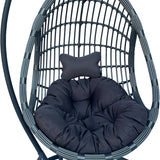 Cuib de leagan Cungo, Metal si ratan PE, 125x105x195 cm - Gri