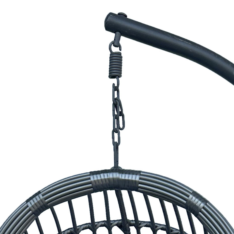 Cuib de leagan Cungo cu suport metalic - pe rattan, Gri, 125x105x195 cm