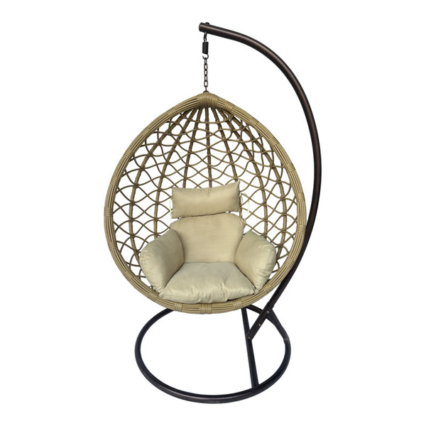 Cuib de leagan Lyere, Metal si ratan PE, 120x108x195 cm