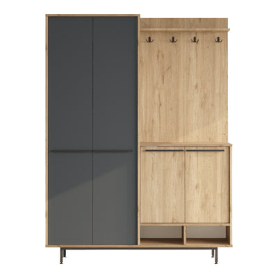 Cuier Cloat, Natural-Antracit, 147x35x195 cm, perspectiva suplimentara