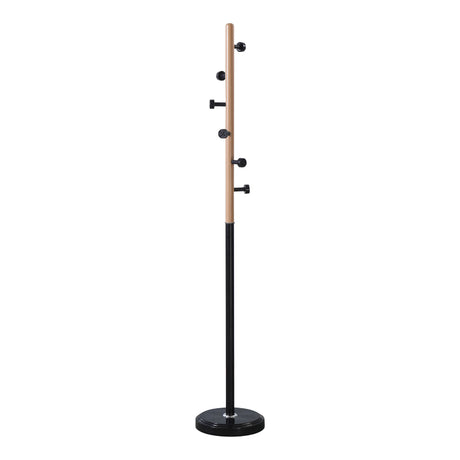 Cuier cu agățători Sinem, Metal, Negru-Natural, 30x175 cm