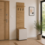 Cuier cu pantofar Adore Porto, 1 usa si 3 agatatori, Stejar - Bej, 51x210x34 cm