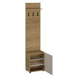 Cuier cu pantofar Adore Porto, 1 usa si 3 agatatori, Stejar - Bej, 51x210x34 cm