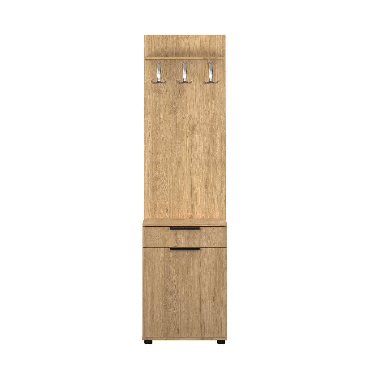 Cuier cu Pantofar Adore Porto Aero cu usa si sertar, Alb - Stejar, 52x187x36 cm - Stejar