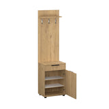 Cuier cu Pantofar Adore Porto Aero cu usa si sertar, Alb - Stejar, 52x187x36 cm - Stejar