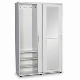 Cuier cu pantofar Adore Porto Maxi, 2 usi cu oglinda, 12 rafturi, capacitate 32 perechi incaltaminte, 120 x 187 x 40 cm - Alb