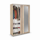 Cuier cu pantofar Adore Porto Maxi, 2 usi cu oglinda, 12 rafturi, capacitate 32 perechi incaltaminte, 120 x 187 x 40 cm - Natur
