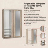 Cuier cu pantofar Adore Porto Maxi, 2 usi cu oglinda, 12 rafturi, capacitate 32 perechi incaltaminte, 120 x 187 x 40 cm - Natur