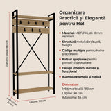 Cuier cu pantofar Alfa, Stejar, 90x180x34 cm