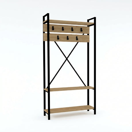 Cuier cu pantofar Alfa, Stejar, 90x180x34 cm