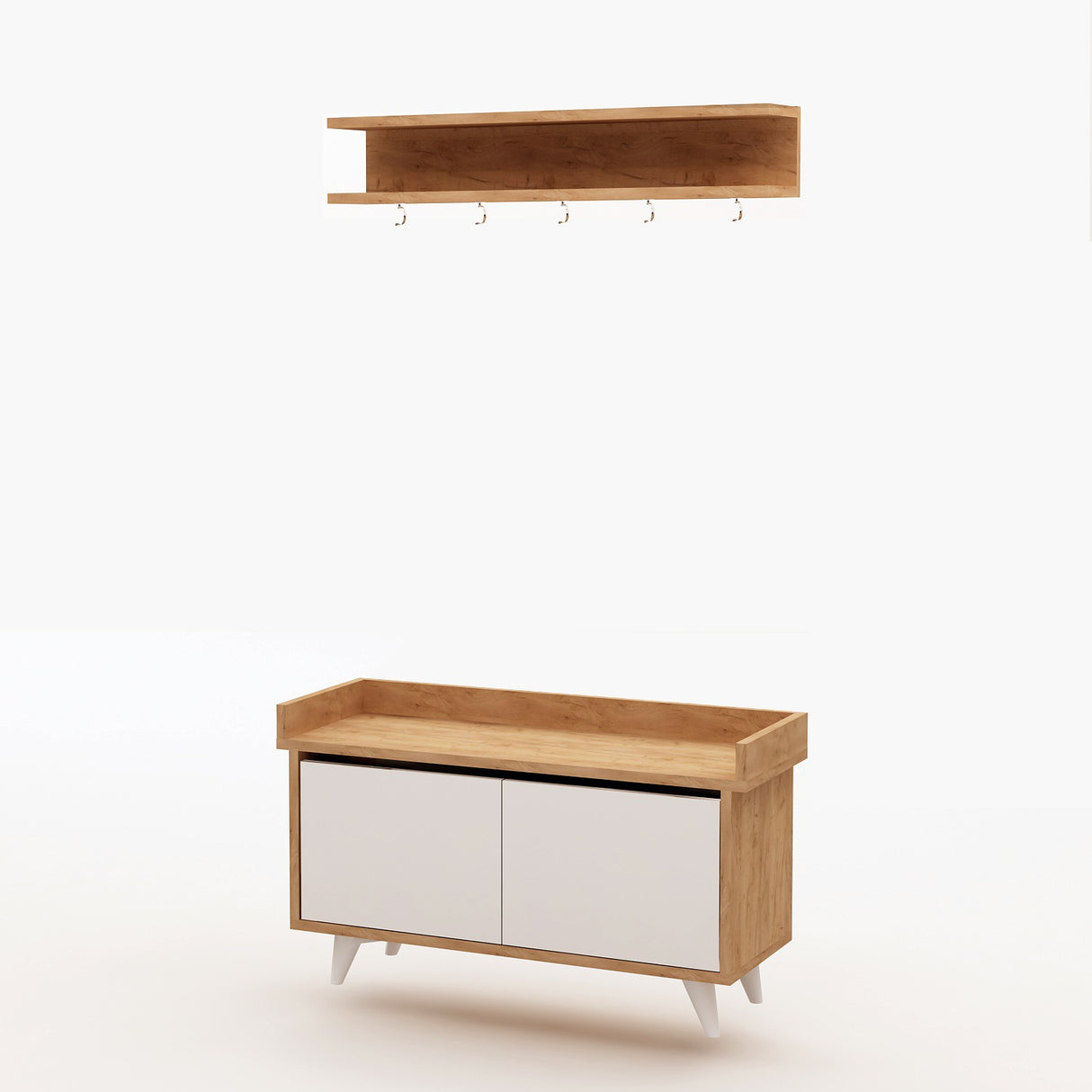 Cuier cu pantofar Arasso, Stejar, 90x60x35 cm