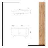 Cuier cu pantofar Arasso, Stejar, 90x60x35 cm, perspectiva suplimentara