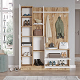 Cuier cu pantofar Cripsi, 140x182x37 cm - Stejar