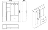 Cuier cu pantofar Cripsi, 140x182x37 cm - Stejar