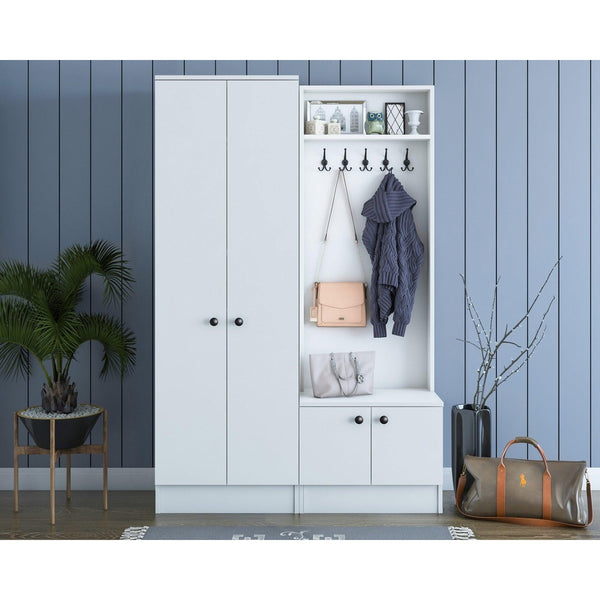 Cuier cu pantofar cu 4 usi, 120x183x37 cm