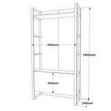Cuier cu pantofar Bringo cu oglinda, Lemn Natural,  3 piese, 161 x 180 x 36 cm