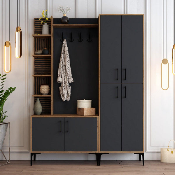 Cuier cu pantofar Casamob Hall Stand, Alb - Antracit, 150x200x35 cm