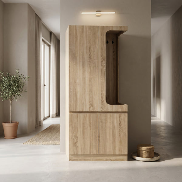 Cuier cu pantofar Feby, Sonoma, 80x50x190 cm