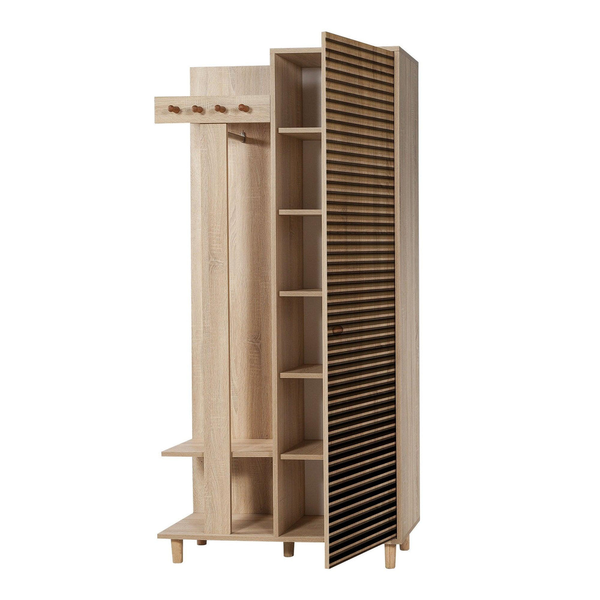 Cuier cu pantofar Garmanto 90 - 200 Hall Stand 2, Stejar Sonoma, 194x36x90 cm