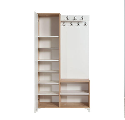 Cuier cu pantofar İNCİ-200 Hall Stand, Stejar Sonoma, 190x36x100 cm