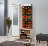 Cuier cu pantofar İNCİ-723 Hall Stand 1, Stejar Sonoma, 190x36x100 cm