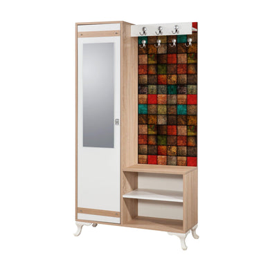 Cuier cu pantofar İNCİ-723 Hall Stand 1, Stejar Sonoma, 190x36x100 cm